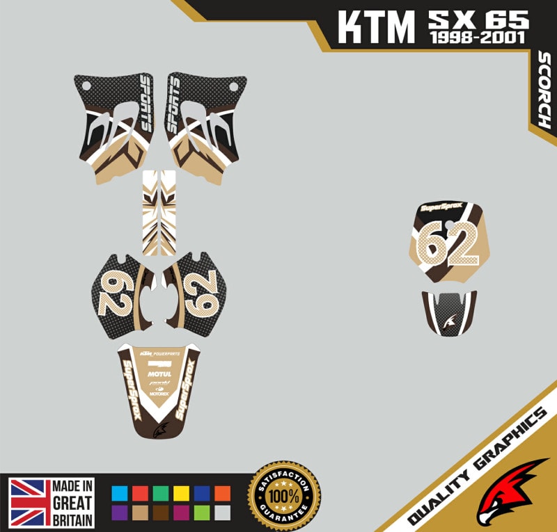KTM SX65 98-01 Motocross Graphics | MX Decals Kit Scorch Tan