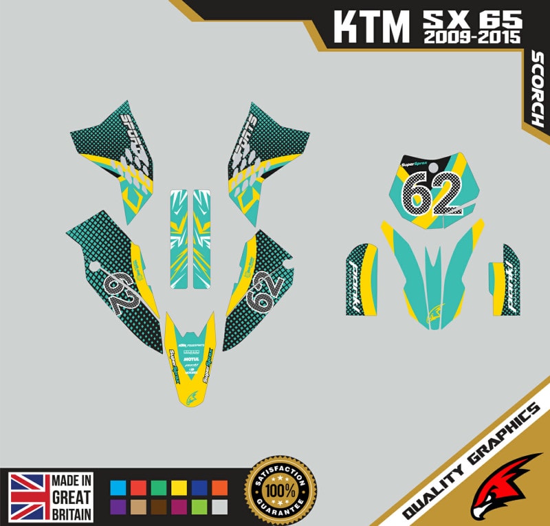 KTM SX65 09-15 Motocross Graphics | MX Decals Kit Scorch Teal