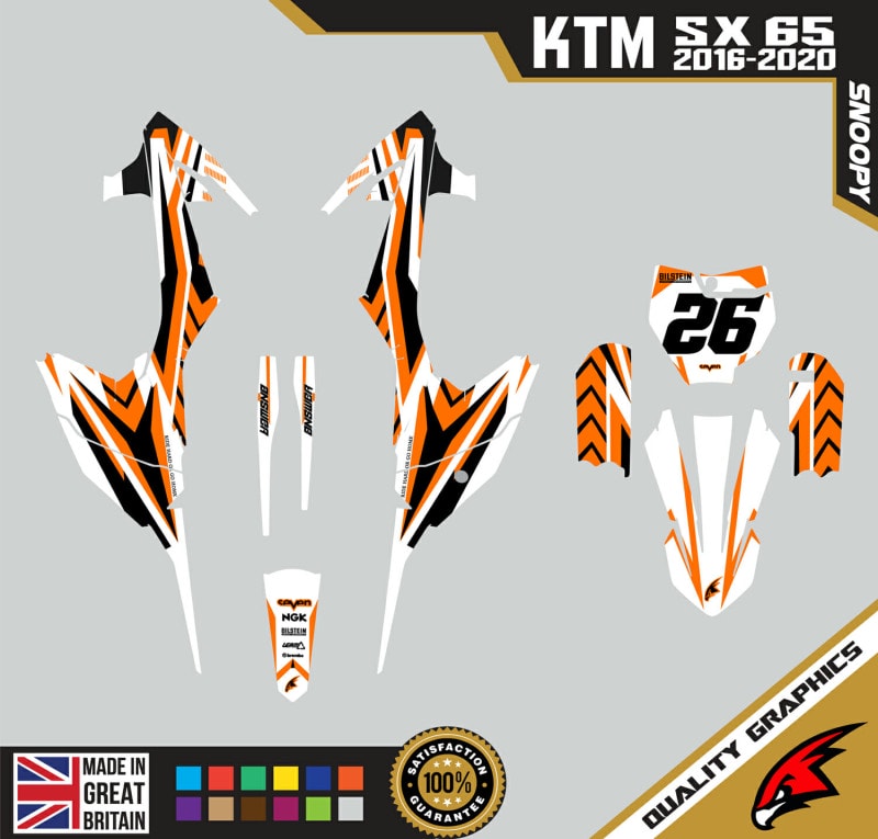 KTM SX65 2016-20 Motocross Graphics | MX Decals Kit Snoopy Orange