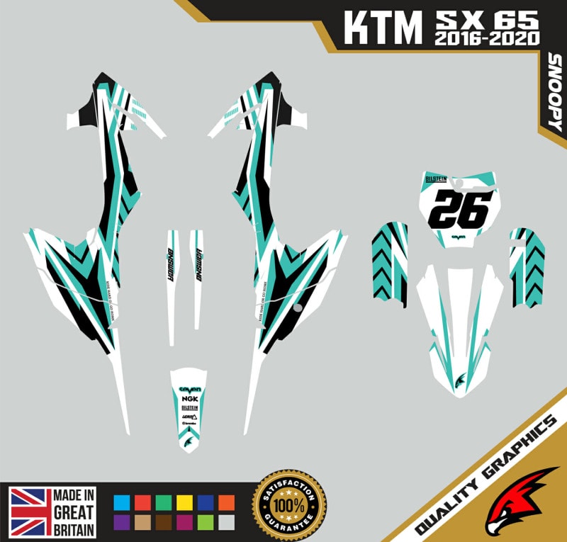 KTM SX65 2016-20 Motocross Graphics | MX Decals Kit Snoopy Teal
