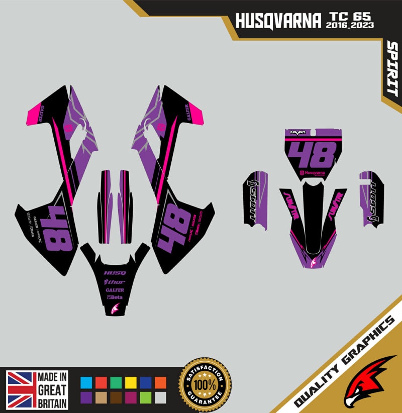 Husqvarna TC 65 2016 &#8211; 2023 MX Motocross Graphics |  Kit &#8211; Spirit Purple