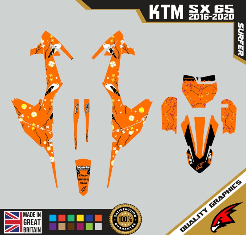 KTM SX65 2016-20 Motocross Graphics | MX Decals Kit Surfer Orange