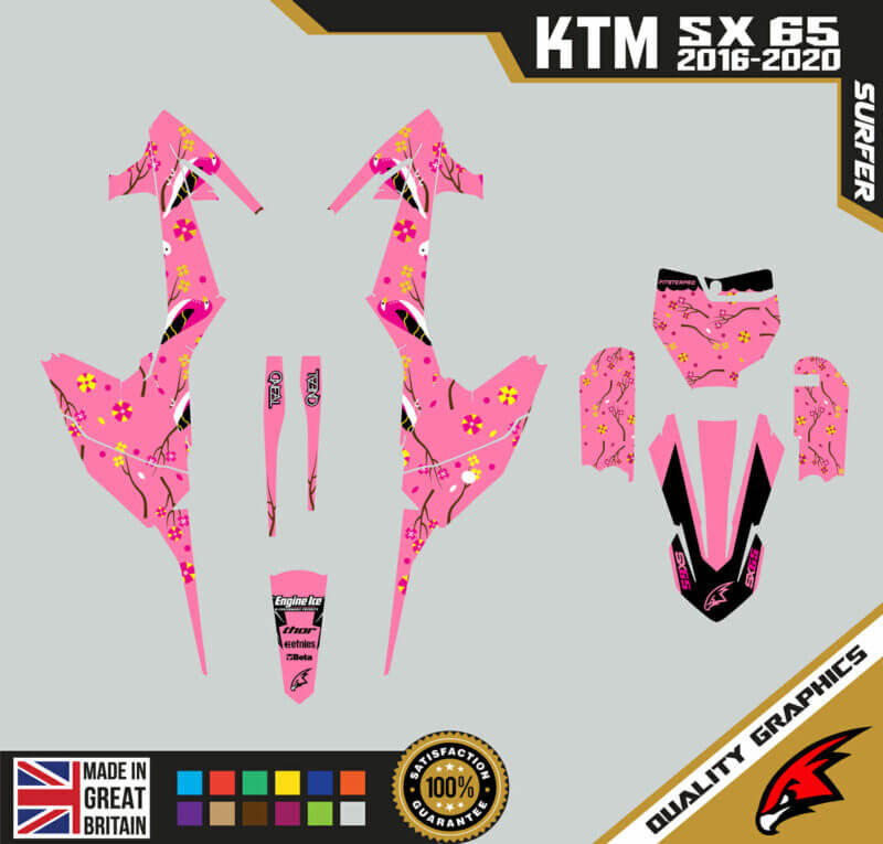 KTM SX65 2016-20 Motocross Graphics | MX Decals Kit Surfer Pink