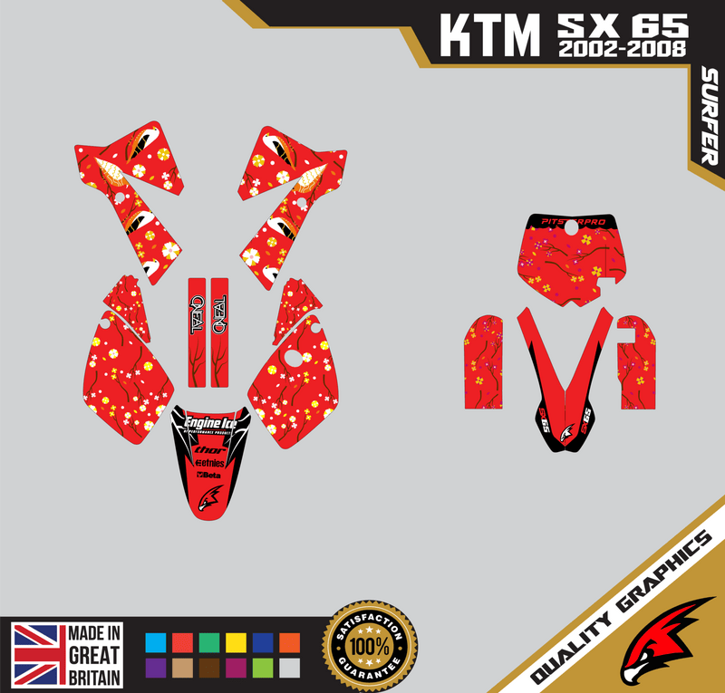 KTM SX65 02-08 Motocross Graphics | MX Decals Kit Surfer Red