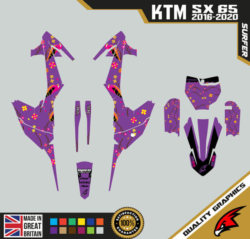 KTM SX65 2016-20 Motocross Graphics | MX Decals Kit Surfer Purple