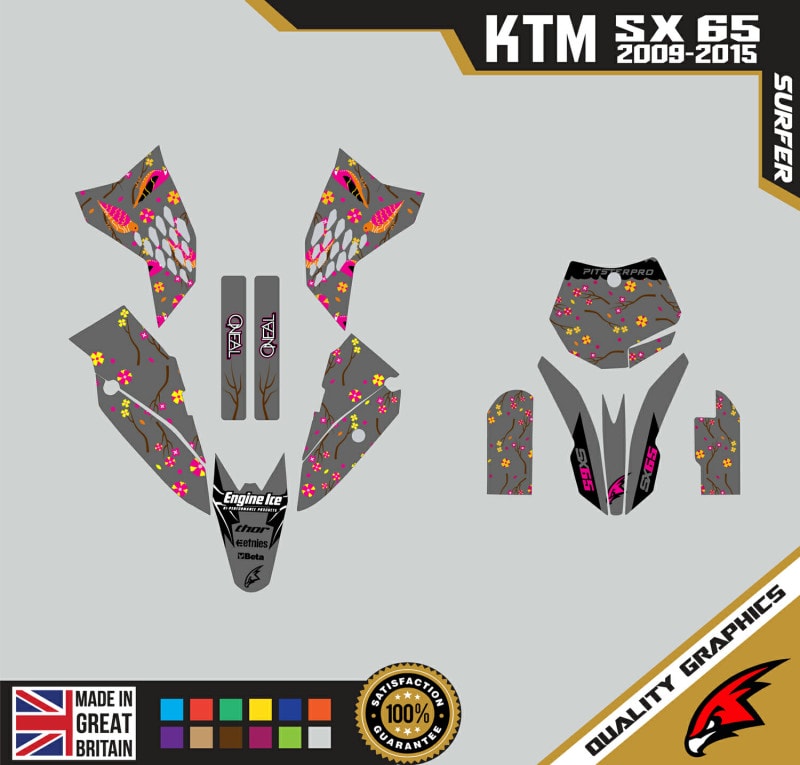 KTM SX65 09-15 Motocross Graphics | MX Decals Kit Surfer Grey