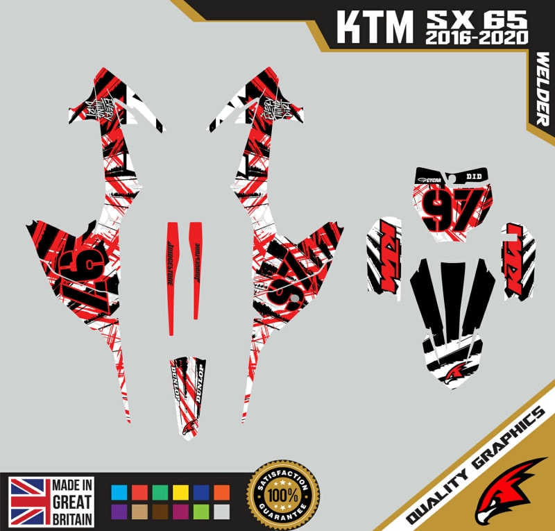 KTM SX65 2016-20 Motocross Graphics | MX Decals Kit Welder Red
