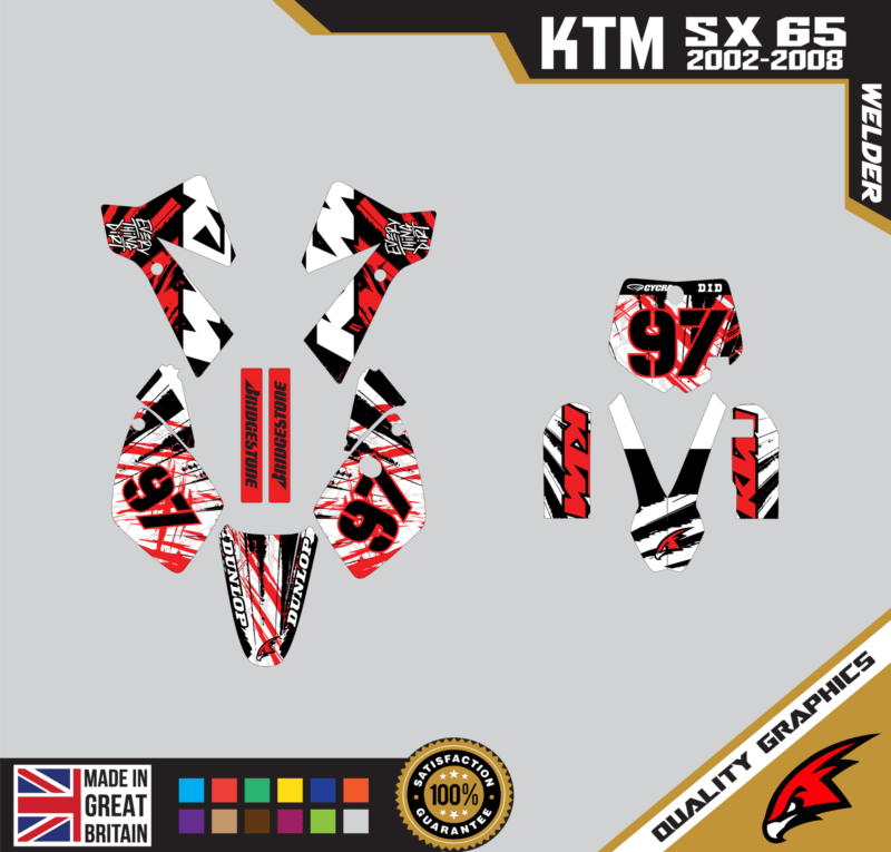 KTM SX65 02-08 Motocross Graphics | MX Decals Kit Welder Red