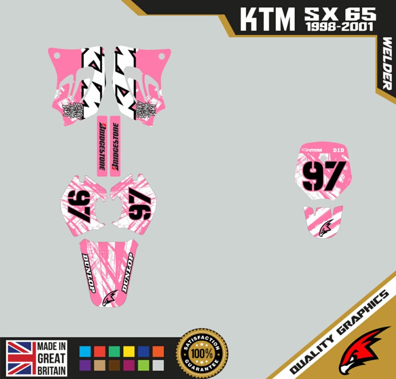 KTM SX65 98-01 Motocross Graphics | MX Decals Kit Welder Pink