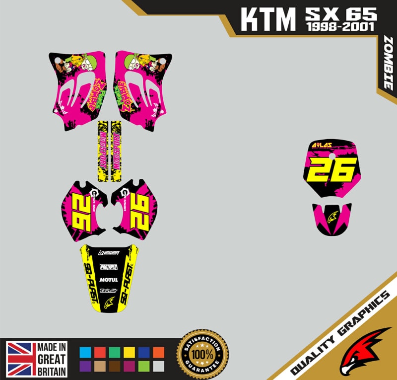 KTM SX65 98-01 Motocross Graphics | MX Decals Kit Zombie Pink