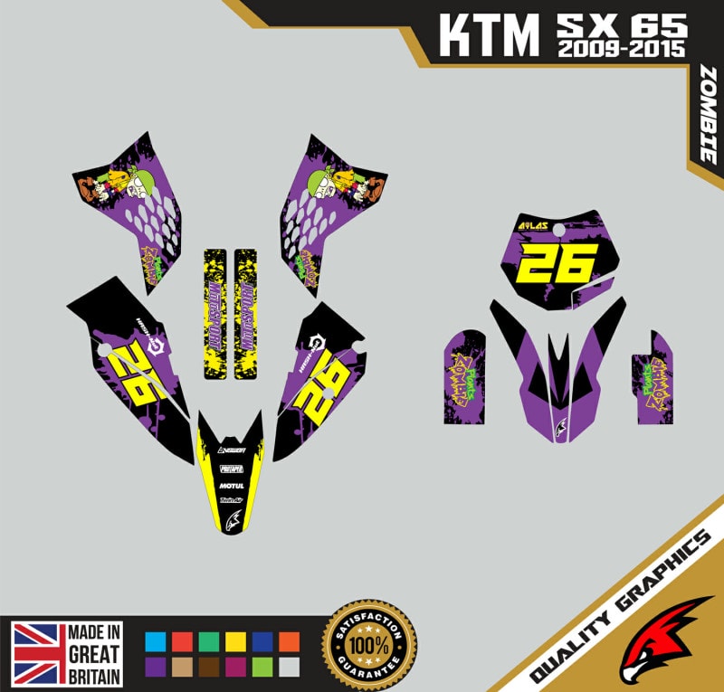 KTM SX65 09-15 Motocross Graphics | MX Decals Kit Zombie Purple