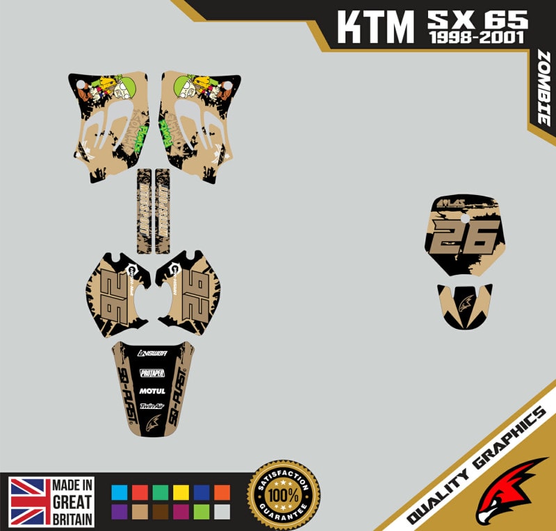 KTM SX65 98-01 Motocross Graphics | MX Decals Kit Zombie Tan