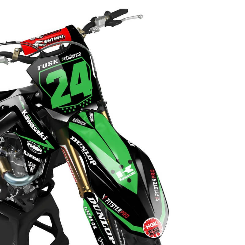 Kawasaki MX Motocross Graphics Kit &#8211; Banri Green